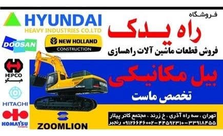 ماشین‌آلات راهسازی، شامل بیل مکانیکی‌های زوم لاین و نیوهلند، از معدن‌کاران.
 - تصویر 1